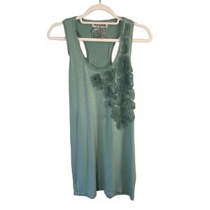 Twelve by Twelve Sage Green Top with Floral Appliqué Size M Feminine Boho